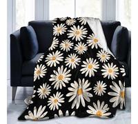 Coperta di flanella con motivo a margherita nera e girasole bianco, per divano, letto, campeggio, trapunta morbida per aria condizionata, novità, regalo 50"x40"
