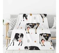 Coperta di flanella con motivo a mucca maculata e latte, 80"x60" super morbida, spessa, comoda e accogliente per il divano