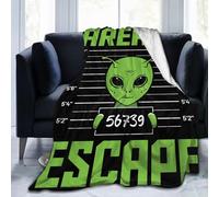 Coperta di flanella con scritta "Area 51 Alien Escape" per divano, letto, campeggio, aria condizionata, trapunta, novità, 152,4 x 127,2 cm