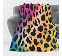 Coperta Di Flanella,Microfibra Morbido Durevole E Caldo Stampa Leopardata Arcobaleno 3D Marrone Illustrazioni Degli Anni '80 Stampa Peluche Matrimoniale Coperte Copriletti Per Letto Divano,130X150Cm