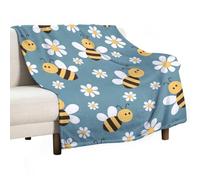 Coperta di flanella morbida, leggera, calda, con graziose e margherite gialle, per tutte le stagioni, per letto, sedia, auto, divano, camera da letto, viaggio, lavabile in lavatrice, 50 x 60 pollici.
