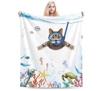 Coperta di flanella super morbida per lo snorkeling con i gatti, per viaggi, divani, letti, soggiorno, ufficio, 101,6 x 76,2 cm