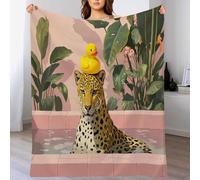Coperta Di Flanella Un Leopardo Nella Vasca Da Bagno, Animali Divertenti Morbida Leggera Pile Coperte Calda Coperta Tutte Le Stagioni Multifunzionale per Divano O Letto 180x220cm