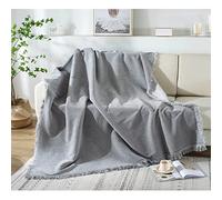 Coperta di Lancio di Chenille con Nappine, tiri di Grandi Dimensioni Ultra Morbidi a testura per teatro di Divano del Braccio Divano Sedia a Letto (Grigio Chiaro, 180x130cm)