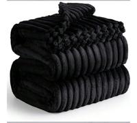 Coperta di lusso per la decorazione della stanza, decorazione autunnale morbida e confortevole in tessuto in microfibra lavorato a maglia per tutte le stagioni, motivo a righe grigie, resistente alle 