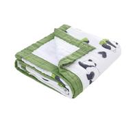 Coperta di Mussola Neonato,110 x 110 CM Copertina in Cotone 6 Strati per Bambino Unisex Mussola Asciugamano Coperta per Culla Passeggino (110 x 110 cm, Verde - Panda)