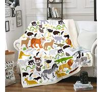 Coperta di peluche per bambini, motivo animale 3D, coperta in pile, per bambini, ragazzi, ragazze, con stampa di canguro di leone, leone, zebra, coperta per bambini, coperta fuzzy, per divano, letto,