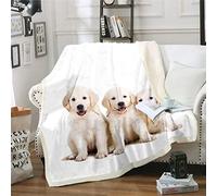 Coperta di peluche per cani, coperta Sherpa con motivo cane carino, cucciolo, per ragazzi, ragazze, bambini, Kawaii, motivo cane animale domestico, coperta in pile 3D a tema animale, coperta pelosa
