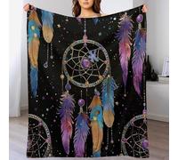 Coperta di piume colorate, morbida, leggera, calda e accogliente, motivo acchiappasogni, coperta di flanella astratta per divano, letto e viaggio, 50"x60"
