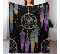 Coperta di piume colorate, morbida, leggera, calda e accogliente, motivo acchiappasogni, coperta di flanella astratta per divano, letto e viaggio, 50"x70"