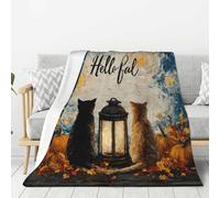 Coperta Divano Cat's Autumn Night Calda Coperta Termica Leggera Plaid Pile Blanket per Letto Soggiorno Sedia Ufficio M