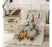 Coperta Divano Fall Pumpkin Vines Sketch Flower Art Thanksgiving Harvest Retro Linen Coperta da Viaggio Lavabile Leggera Blanket per Letto Campeggio Poltrona 100x125cm