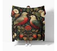 Coperta Divano Plaid Pile, Coperta Letto Singolo/Matrimoniale 150x200 cm, Animali, Fiori E Uccelli Retrò Coperta di Flanella Morbido Caldo per Autunno Inverno, Buio Leggera Coperta Regalo