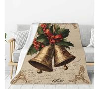 Coperta Divano Vintage Christmas Bells Getting in The Christmas Spirits Coperta da Viaggio Lavabile Accogliente Blanket per Letto Viaggi Adolescenti 100x125cm