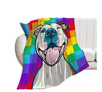 Coperta Doppia Coperta In Morbida Microfibra Per La Primavera Estate Autunno Inverno Plaid Per Divano Letto Divano, Coperte Leggere E Accoglienti, 80x60 Pollici, Acquerello Pitbull Dog Face Sfondo Arc