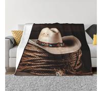 Coperta e copriletto con cappello da rodeo americano West Rodeo, in micropile ultra morbido, leggera, in flanella, per aria condizionata, per tutte le stagioni, per divano e divano, 101,6 x 76,2 cm