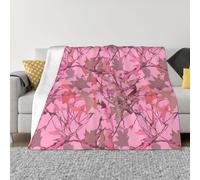 Coperta e copriletto mimetico con foglie rosa, ultra morbida, in flanella leggera, per aria condizionata, per tutte le stagioni, calda coperta per letto e divano, 152,4 x 127 cm