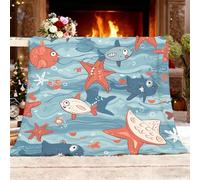 Coperta e plaids in Microfibra 150x200 cm Cartoni Animati Dell'Oceano Plaid in pile, Confortevole e Soffice con Stampa 3D per Kids Azzurro Coperta Calda per Ufficio, Pisolino, Divano, Campeggio