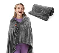 Coperta elettrica double face con spegnimento automatico, coperta elettrica USB, in flanella, con chiusura lampo, 3 livelli di temperatura, lavabile, per ufficio, 150 x 85 cm (senza cappello)