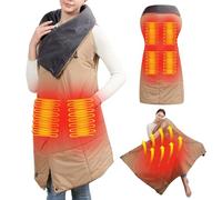 Coperta Elettrica Senza Fili, Scialle per Coperta Riscaldante Elettrica USB,Coperta Riscaldata per Casa,Ufficio,Campeggio,Viaggi(Colore Cammello,Caricabatterie non incluso)