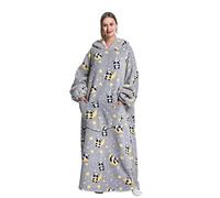 Coperta Extra Lunga Indossabile Con Cappuccio - Oversize per Donne e Uomini, Super Calda e Accogliente, Gigante in Flanella Spessa Con Maniche e Tasca