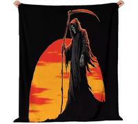 Coperta Falce della Luna Rossa della Morte Gotica Pile Divano Morbida Coperte per Letto Singolo Matrimoniale Rosso Nero Soffice e Calda Coperta Pile Invernale per Bambini Adulti 220 x 260 cm