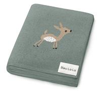 Coperta Fasciatoio a Maglia per Neonati - 100% Cotone Morbido e Confortevole, Coperta da Ricezione per Culla e Passeggino, Regalo per Bambini (Cervo - Salvia)