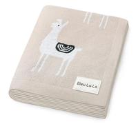 Coperta Fasciatoio a Maglia per Neonati - 100% Cotone Morbido e Confortevole, Coperta da Ricezione per Culla e Passeggino, Regalo per Bambini (Llama - Taupe)