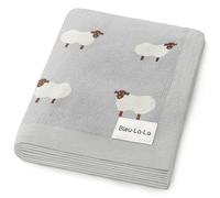 Coperta Fasciatoio a Maglia per Neonati Maschi e Femmine - 100% Cotone Morbido e Confortevole, Coperta da Ricezione per Culla e Passeggino, Regalo per Neonati, Bambini e Neonati (Pecora - Grigio)