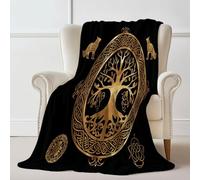 Coperta Flanella con Stampa Stile scuro Texture Albero della vita, Coperte Divano Coperte Letto Singolo Matrimoniale, Nero Coperta Pile Inverno Morbida e Calda, Arredamento per la stanza 130×150 cm