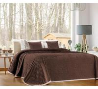 Coperta Flanella Invernale,Plaid Pile Morbida Calda Lavorazione Quadretti Peluche Copri Letto Divano Finta Pelliccia Singola Matrimoniale Doppio Lato Copertina Divano - Matrimoniale - Marrone