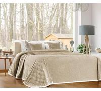 Coperta Flanella Invernale,Plaid Pile Morbida Calda Lavorazione Quadretti Peluche Copri Letto Divano Finta Pelliccia Singola Matrimoniale Doppio Lato Copertina Divano - Matrimoniale - Panna