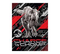 Coperta Fleece T-Rex Di Jurassic World Charge & Chomp Ufficiale In Velluto