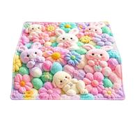 Coperta floreale, morbida, calda, confortevole, per tutte le stagioni | Coperta da letto con stampa di coniglietto, decorazione per leggere la buonanotte, rilassante, divano reclinabile