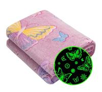 Coperta fluorescente al buio, per bambini e ragazze, morbida coperta per divano, letto, divano, giocattoli per ragazze, coperte con farfalle per adolescenti, nipoti, regali di compleanno unici, 127 x
