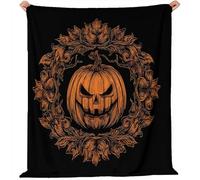 Coperta Ghirlanda di zucca retrò Pile Divano Morbida Coperte per Letto Singolo Matrimoniale Arancione Nero Soffice e Calda Coperta Pile Invernale per Bambini Adulti 150 x 200 cm