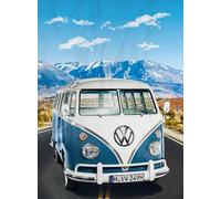 Coperta grande per VW Volkswagen T1 Adventure - Blu 150 x 200 cm Bulli, coperta in pile per camper furgone, copriletto, coperta in soffice, coperta ideale per divano e letto adatto alla biancheria da