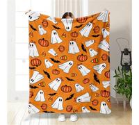 Coperta Halloween Flanella Bambini Stampata Halloween Spooky Pumpkin Pattern Coperta Letto Singola Decor Soggiorno Della Camera Letto Morbida Calda Coperta Invernale Coperta (Colore 4,70*100CM)