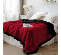 Coperta impermeabile Bedding Aid matrimoniale morbido pile double-face velluto rosso/nero ossidiana 65x
