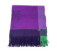 Coperta In Cashmere Puro Al 100% - Design Intarsia Viola E Verde