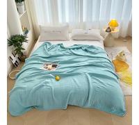 Coperta in Cotone, Coperta in Mussola per Divano, Traspirante, per Tutte Le Stagioni, Morbida e Leggera, Blu, 42x42 Pollici