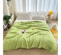 Coperta in Cotone, Coperta in Mussola per Divano, Traspirante, per Tutte Le Stagioni, Morbida e Leggera, Verde, 60x80 Pollici