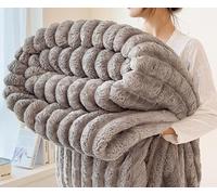 Coperta in finta pelliccia, per letto matrimoniale, morbida, pelosa e accogliente coperta a bolle per divano, coperta spessa e calda per letto, coperta natalizia (F, 200 x 230 cm)