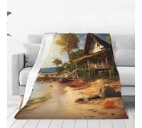 Coperta in Flanella A Cottage By The Sea Coperta da Tiro Resistente Copriletto Flanella Morbida Coperte da Lancio per Famiglia Divano Regalo 125X150Cm