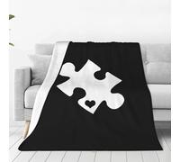 Coperta in Flanella Autism Awareness Puzzle Piece Coperte da Tiro Resistente Coperta da Tiro Peluche Copriletto Poltrona per Compleanno Famiglia M
