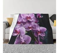 Coperta in Flanella Beautiful Purple Orchids Copriletto Resistente Coperte da Tiro Calda Copriletto Flanella per Regalo Divano Famiglia S
