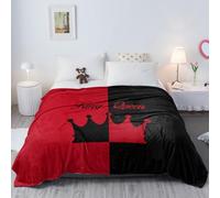 Coperta in Flanella Black And Red Crown Pattern Copriletto Flanella Resistente Coperte da Tiro Peluche Coperta da Tiro Regalo Perdivano Famiglia M