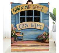 Coperta in flanella con cartello di benvenuto, arte popolare, per portico, morbida e resistente, multiuso, per divano, viaggio, campeggio, letto, sedia, regalo per tutte le stagioni, 30 * 40 pollici