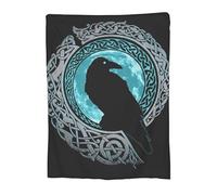 Coperta in Flanella con Il Corvo di Odino, Morbida Coperta con Stampa della Mitologia Celtica, Decorazione per La Casa, Regalo, Perfetta per Tutte Le Stagioni