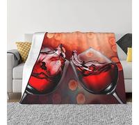 Coperta in flanella con motivo calici di vino rosso, varie dimensioni, stile orizzontale, coperta per divani e letti
